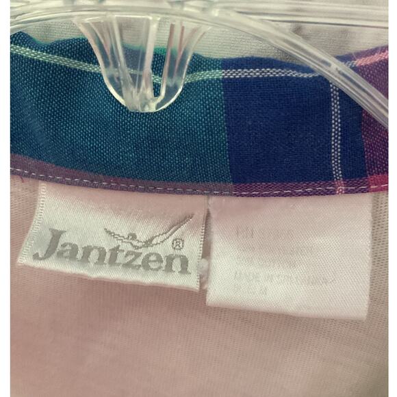 Vintage 80’s Jantzen Size M Top Plaid Accents - Picture 3 of 5